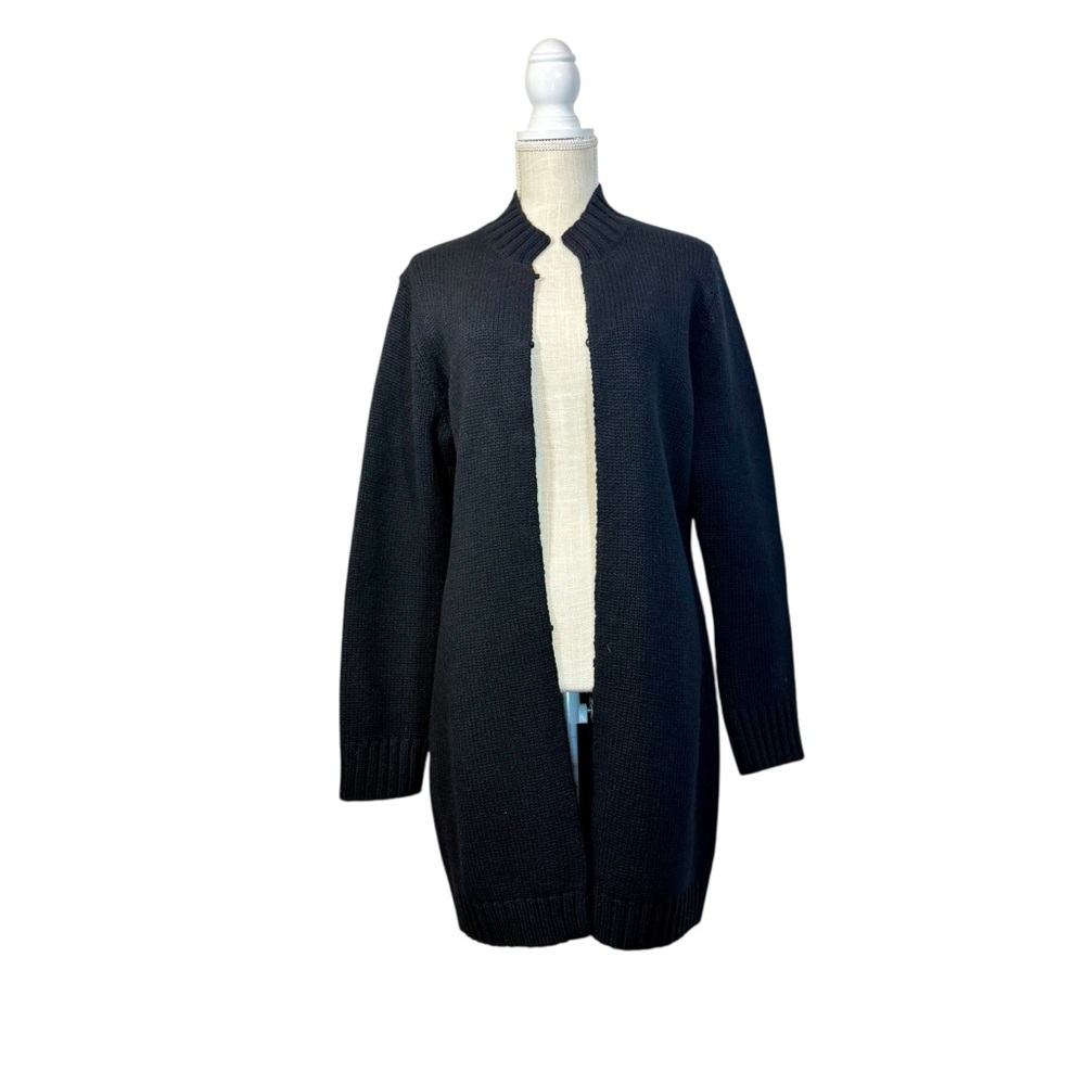 Vintage GAP 100% Lambswool Black Women's Cardigan Size Womens LG Mock Neck Y2K